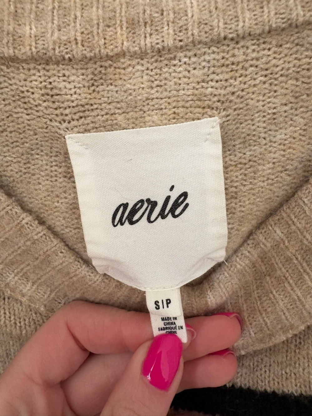 aerie Cream and Black Striped Crewneck Sweater Size Sm - Picture 3 of 4